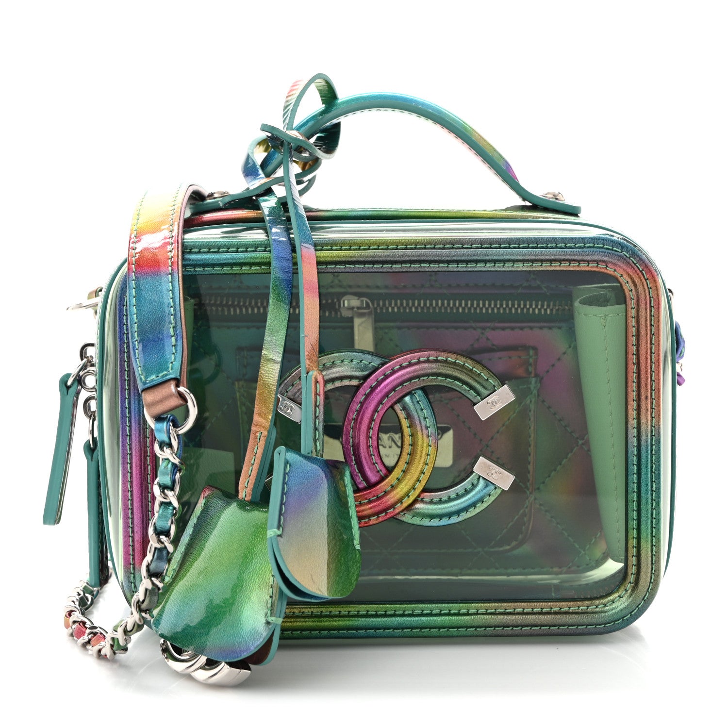 Chanel PVC Lambskin Filigree Small CC Filigree Vanity Case Green Multicolor 1 of 11