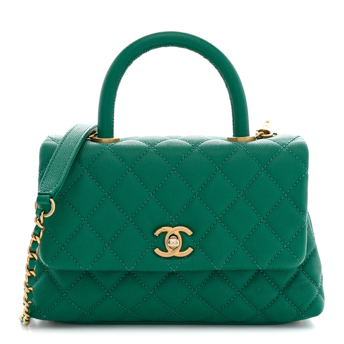 Chanel Caviar Quilted Mini Coco Handle Flap Green 1 of 11
