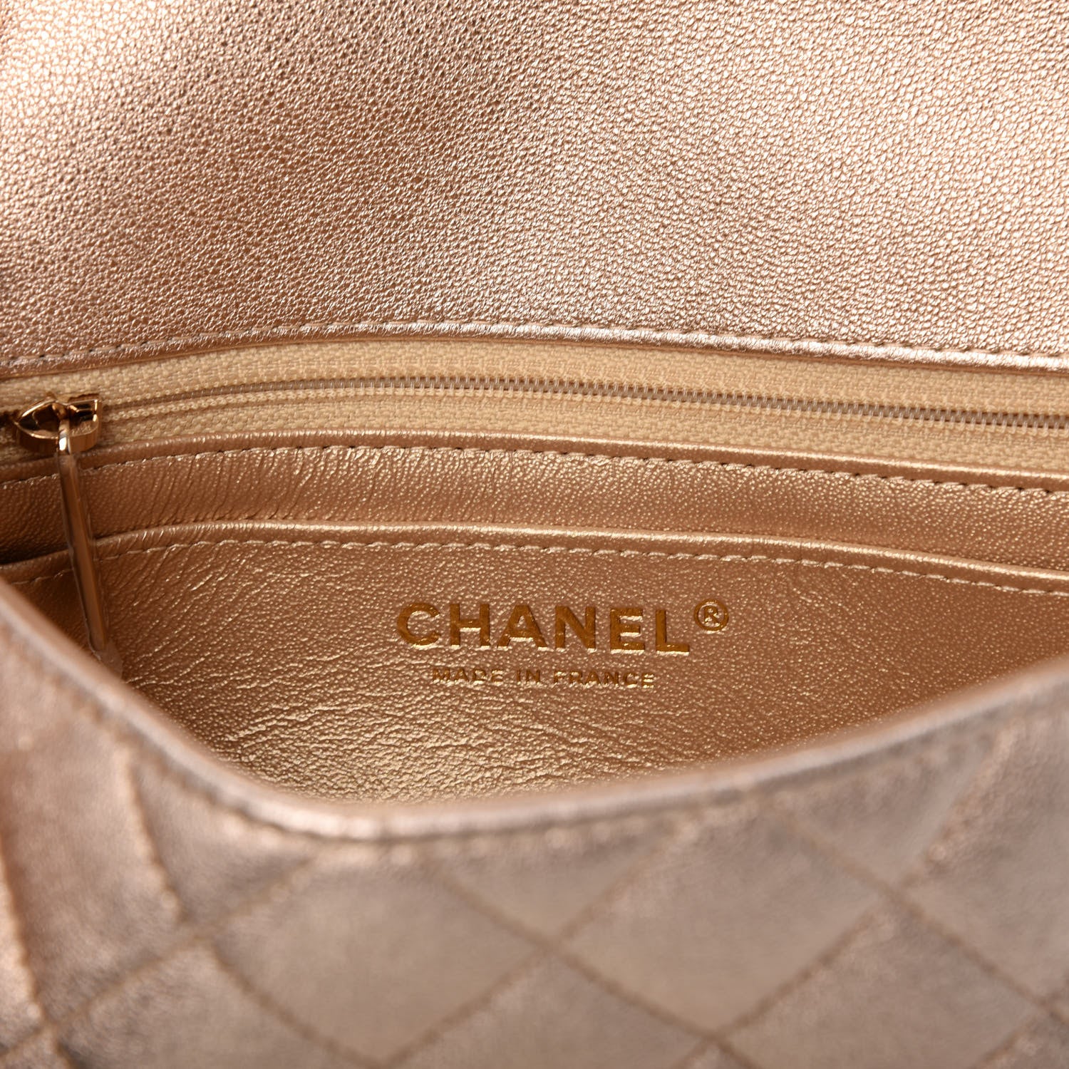 Chanel Metallic Lambskin Quilted Mini Rectangular Flap Gold 7 of 10