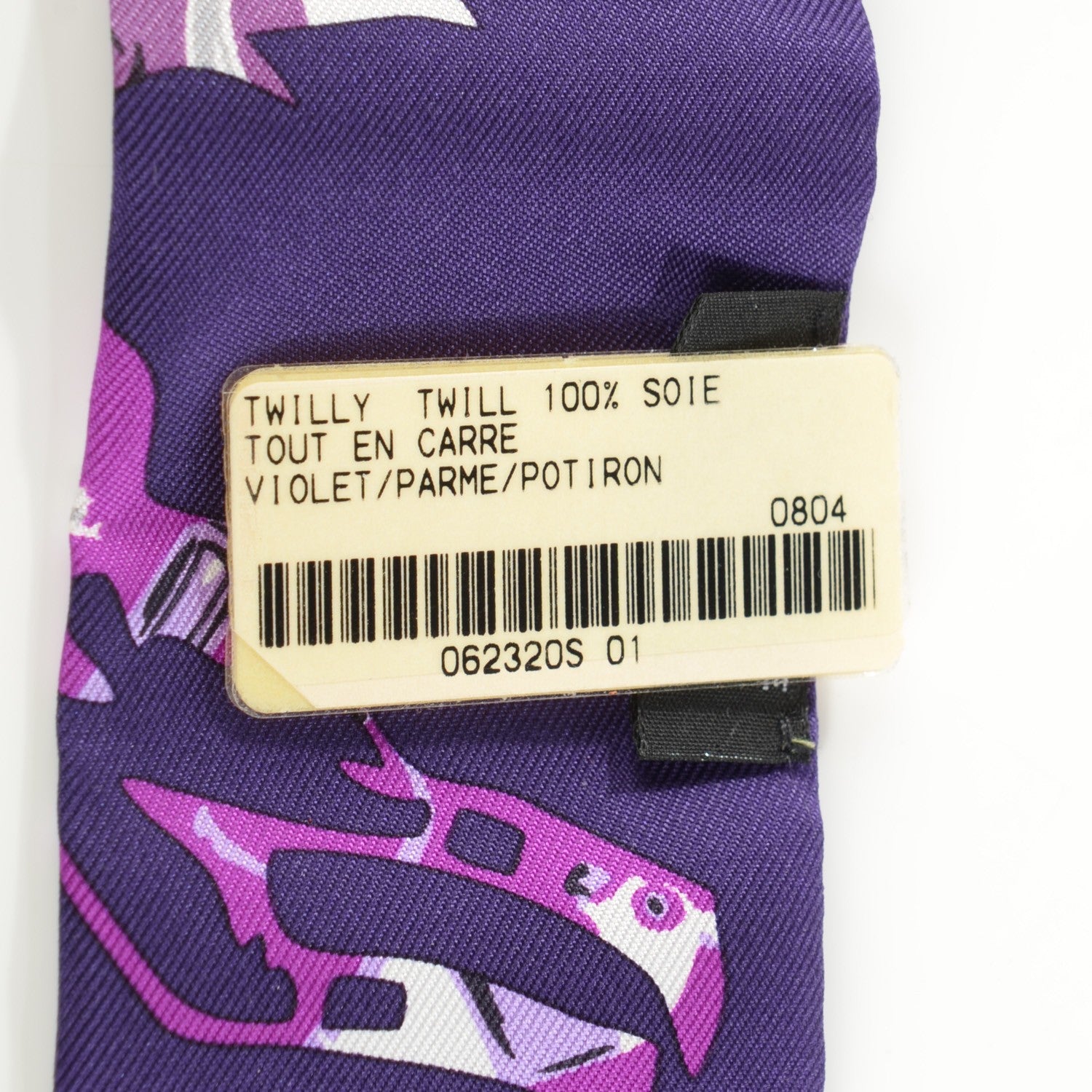 Hermes Silk Tout en Carre Twilly Violet Parme Potiron 4 of 5