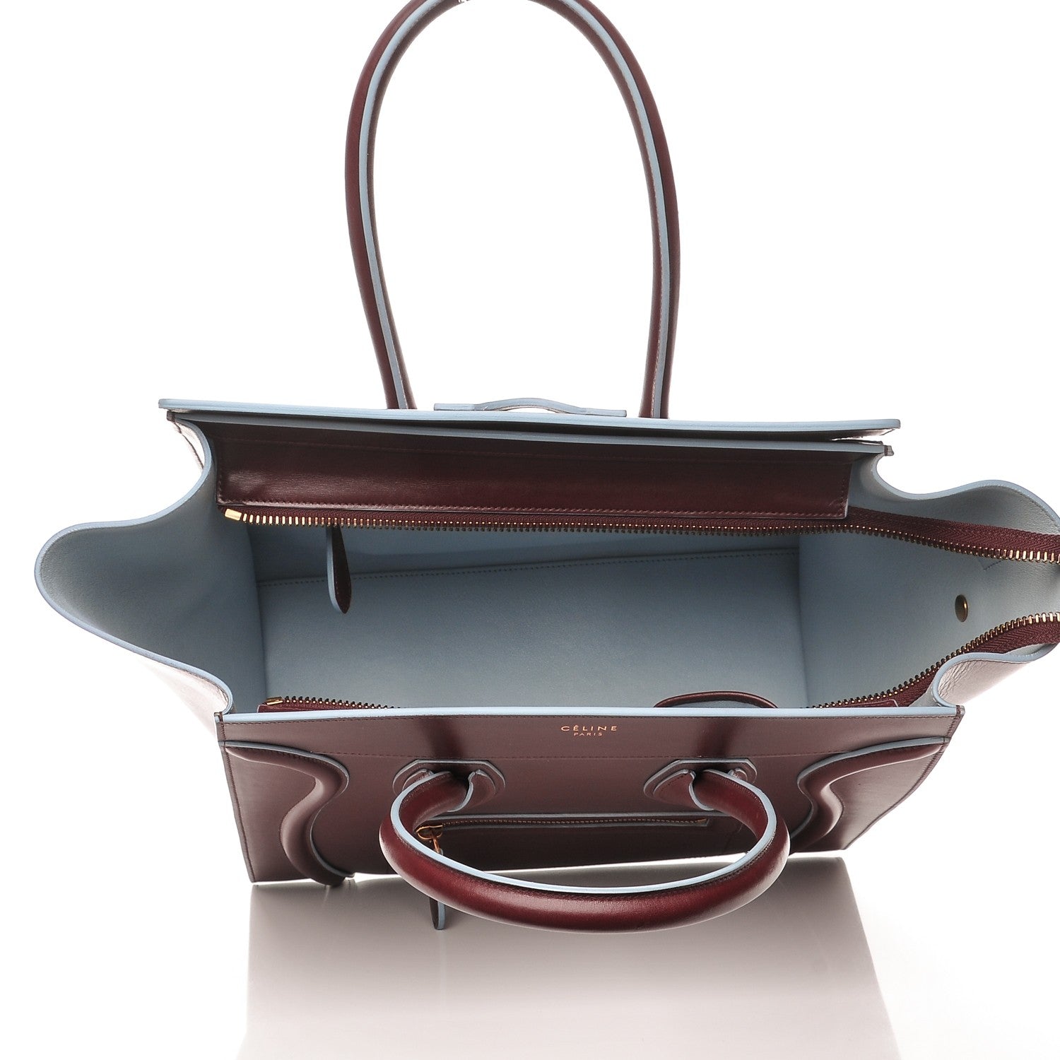 Celine Palmelato Mini Luggage Burgundy Azur Blue 5 of 7