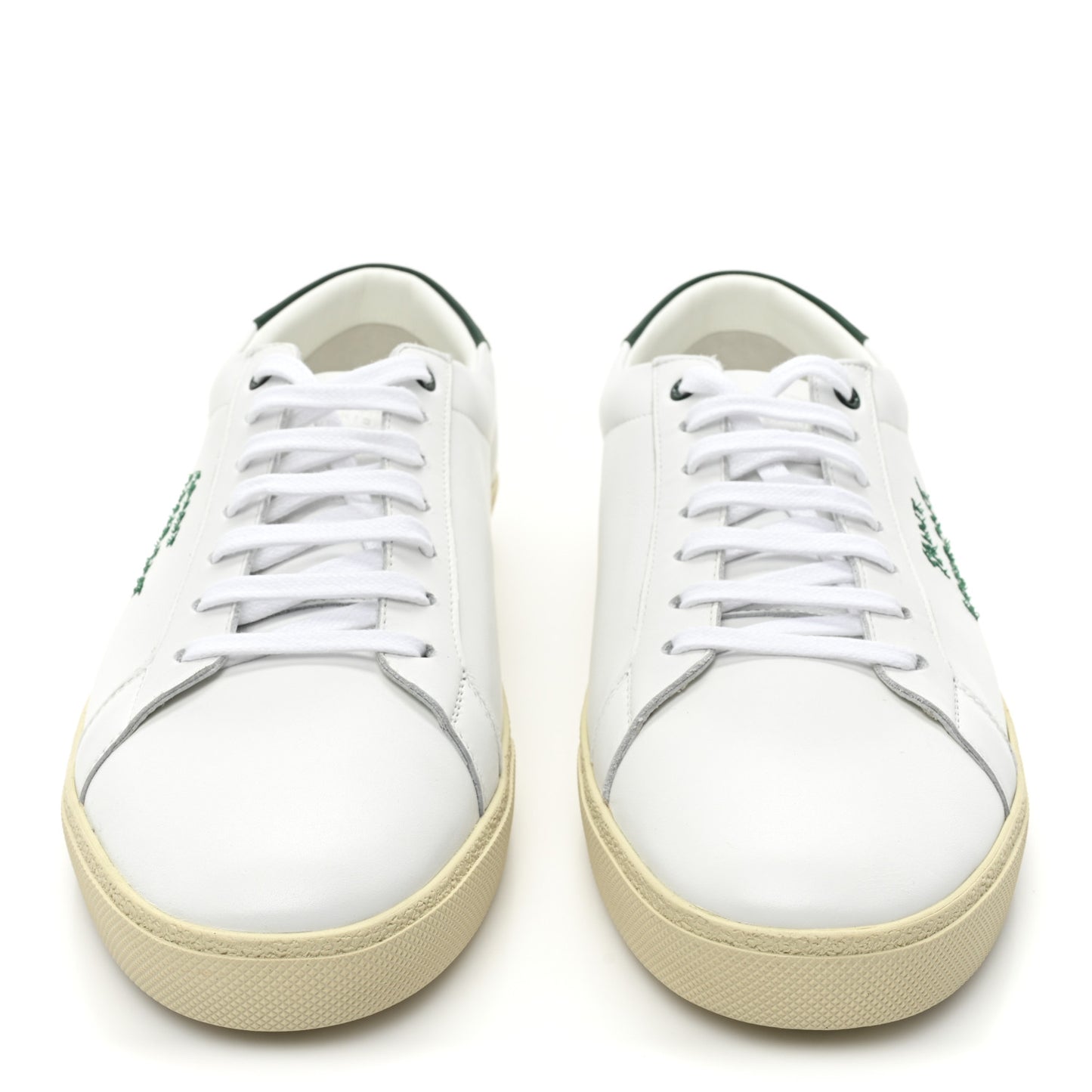 Calfskin Embroidered Mens Court Classic Sneakers 44 White Dark Basil
