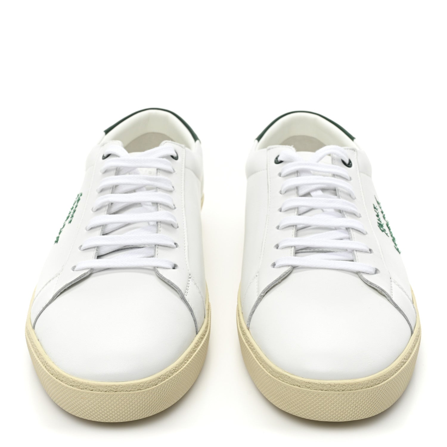 Saint Laurent Calfskin Embroidered Mens Court Classic Sneakers 44 White Dark Basil 2 of 10