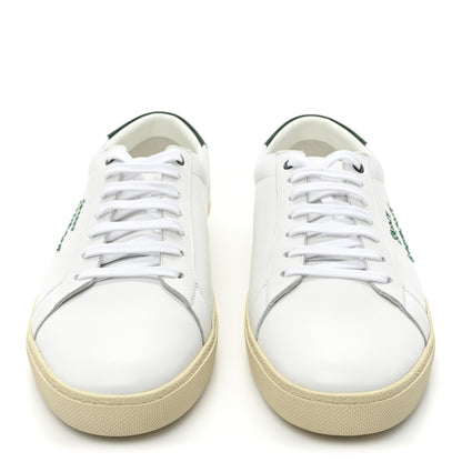 Saint Laurent Calfskin Embroidered Mens Court Classic Sneakers 44 White Dark Basil 2 of 10
