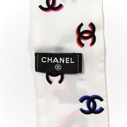Chanel Silk CC Bandeau Scarf White Multicolor 2 of 4