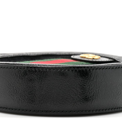 Gucci Suede Patent Web Mini Ophidia Round Shoulder Bag Black 9 of 10
