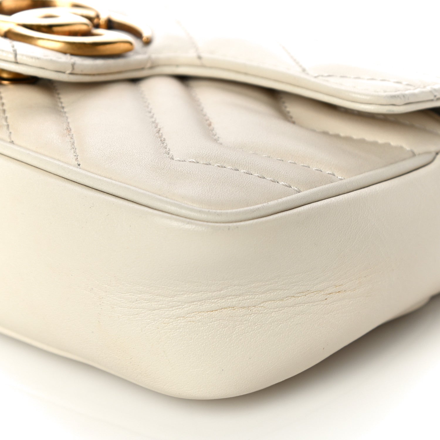 Gucci Calfskin Matelasse Super Mini GG Marmont Shoulder Bag White 10 of 15