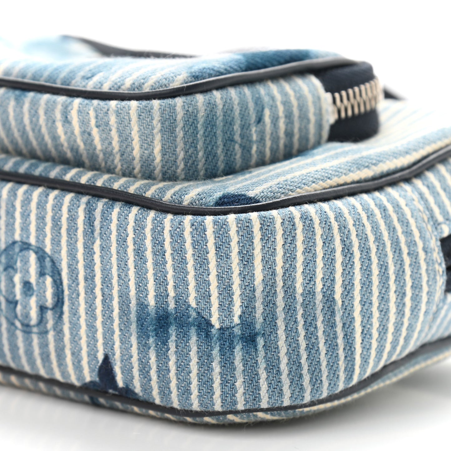 Hickory Stripes Denim Monogram Watercolor Outdoor Pouch Blue
