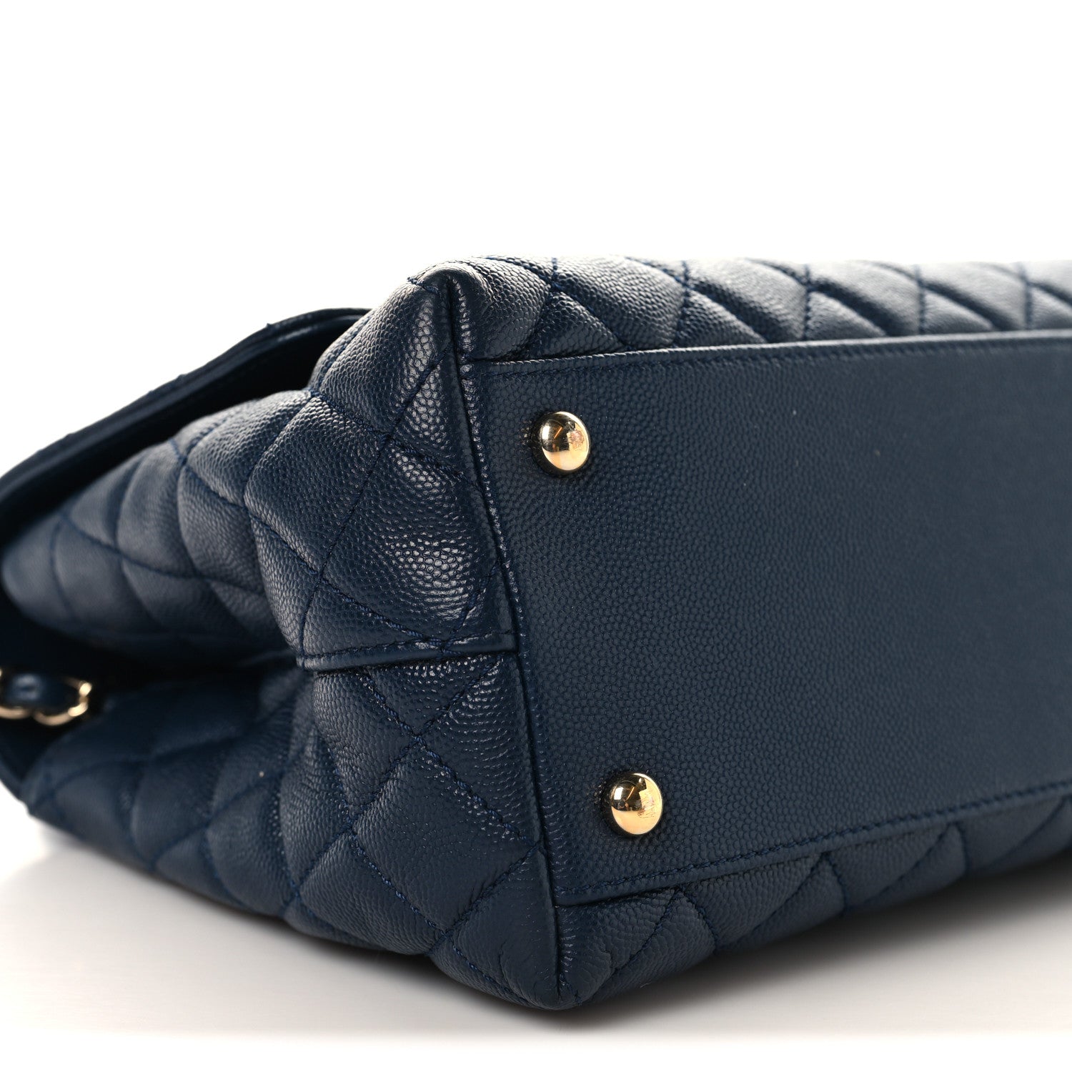 Chanel Caviar Lizard Embossed Quilted Small Coco Handle Flap Navy Blue 9 of 10