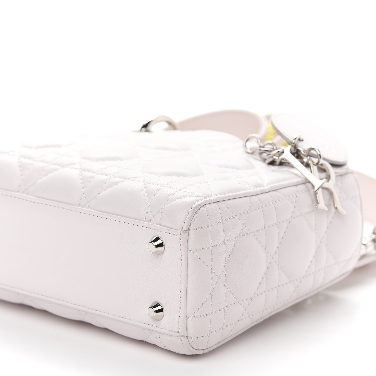 Christian Dior Lambskin Cannage Mini Lady Dior Crystal Strap Off White 7 of 7