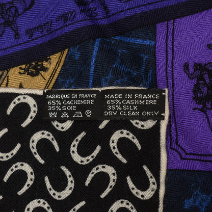Hermes Cashmere Silk A Cheval Sur Mon Carre Shawl GM 140 4 of 5