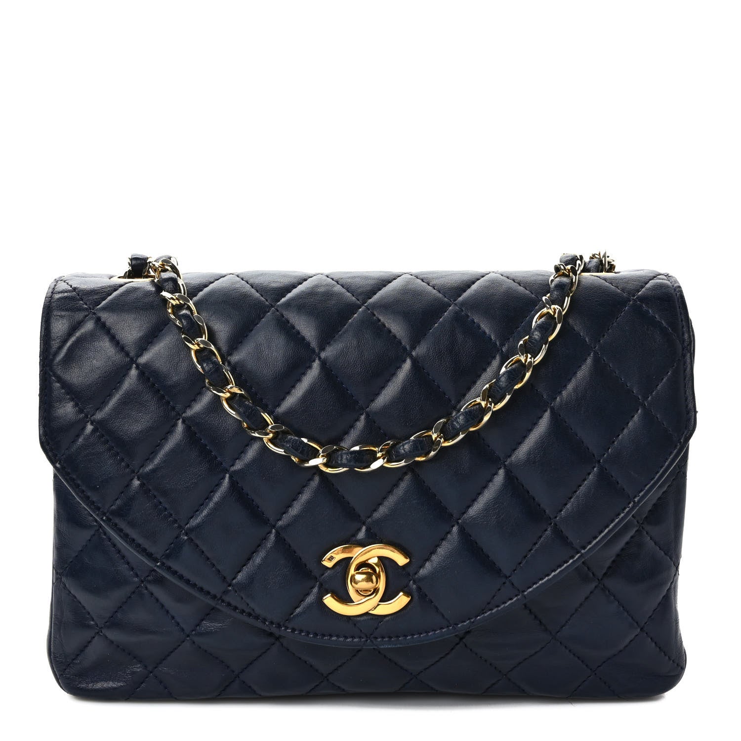 Chanel Lambskin Quilted Medium Single Flap Navy 1 of 9