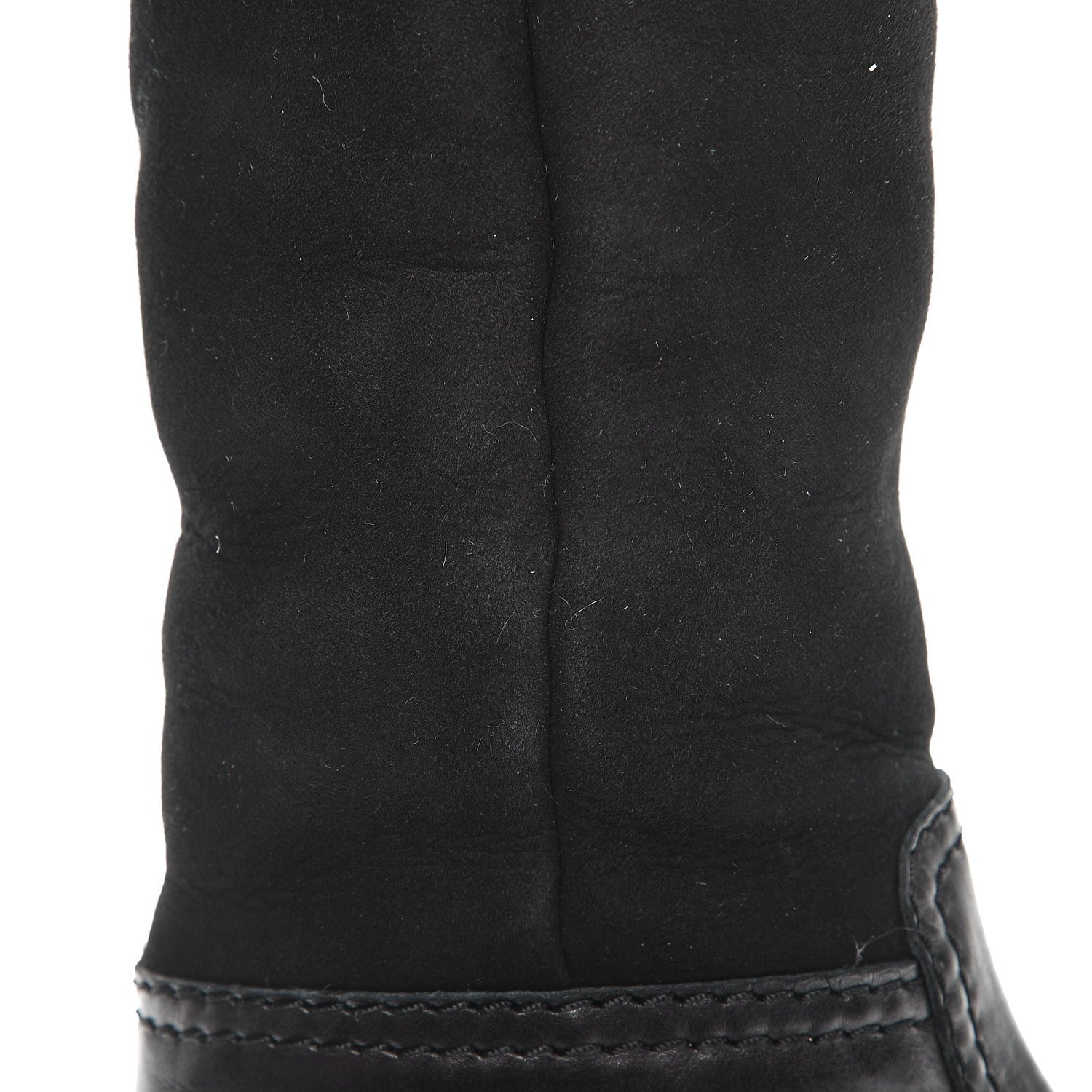 Chanel Shearling Suede Calfskin High Boots 35.5 Black 9 of 11