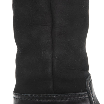 Chanel Shearling Suede Calfskin High Boots 35.5 Black 9 of 11