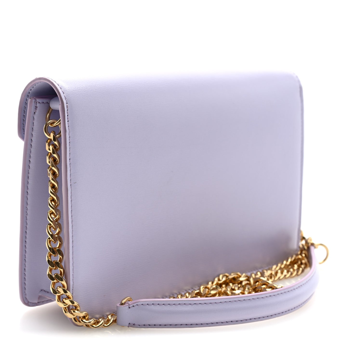 Shiny Calfskin Triomphe Margo Wallet on Chain Light Lavender