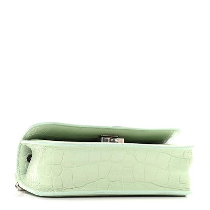 Balenciaga Extra Supple Calfskin Crocodile Embossed Gossip Chain Bag XS Light Green 4 of 9