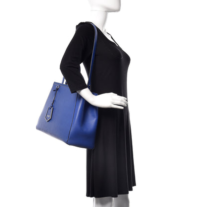 Fendi Vitello Elite Medium 2Jours Tote Blue Neon 2 of 11