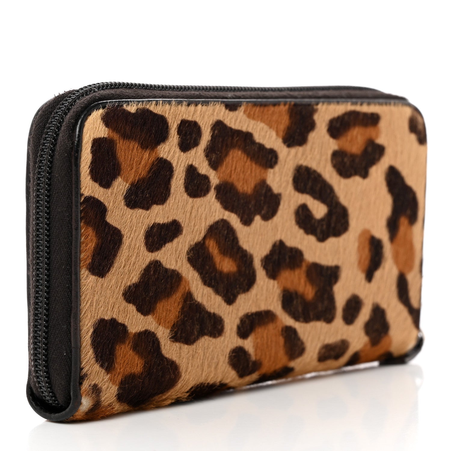 Prada Calf Hair Leopard Zip Wallet Miele Moro 3 of 16