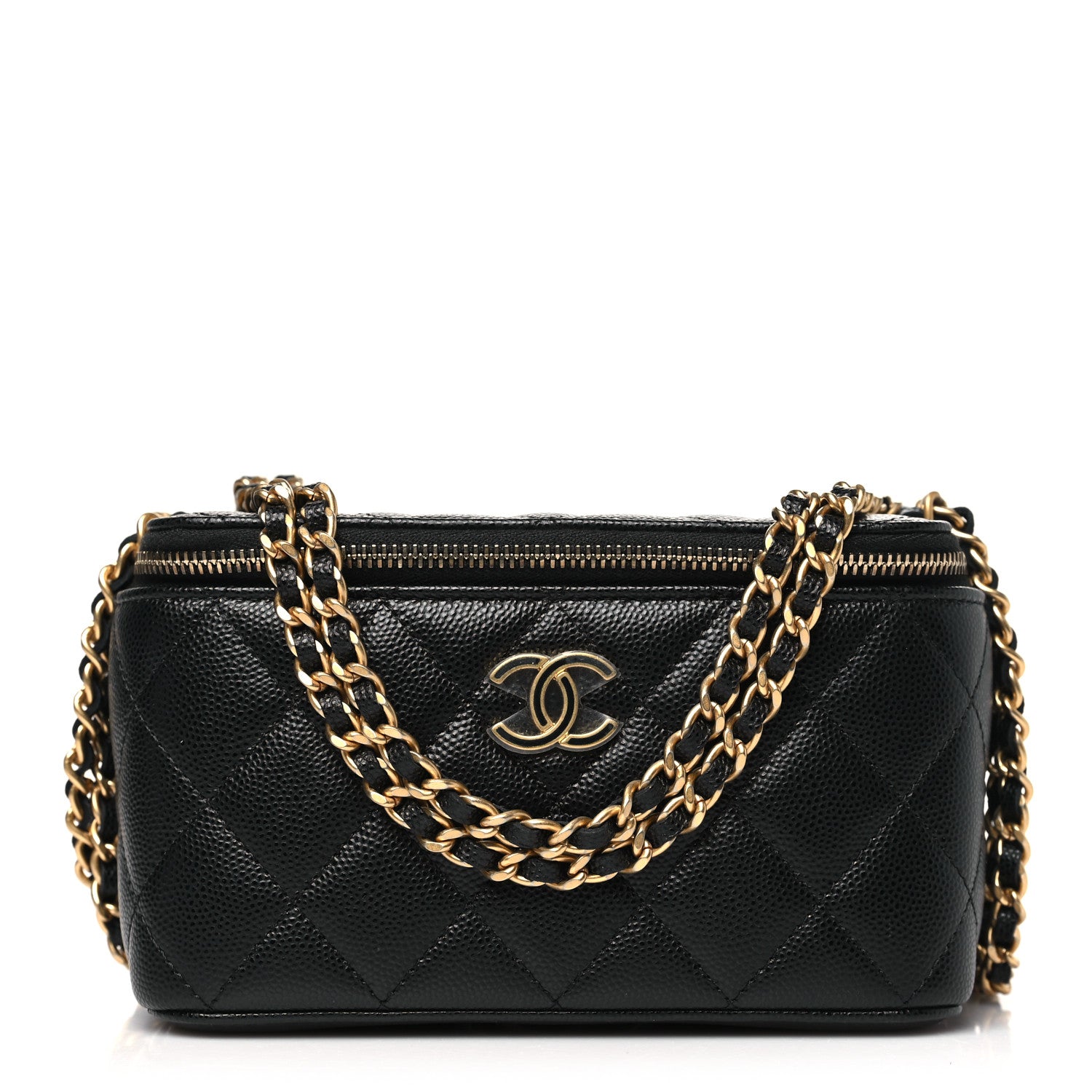 Chanel Caviar Quilted Coco Bracelet Vanity Case With Chain Black 1 of 11