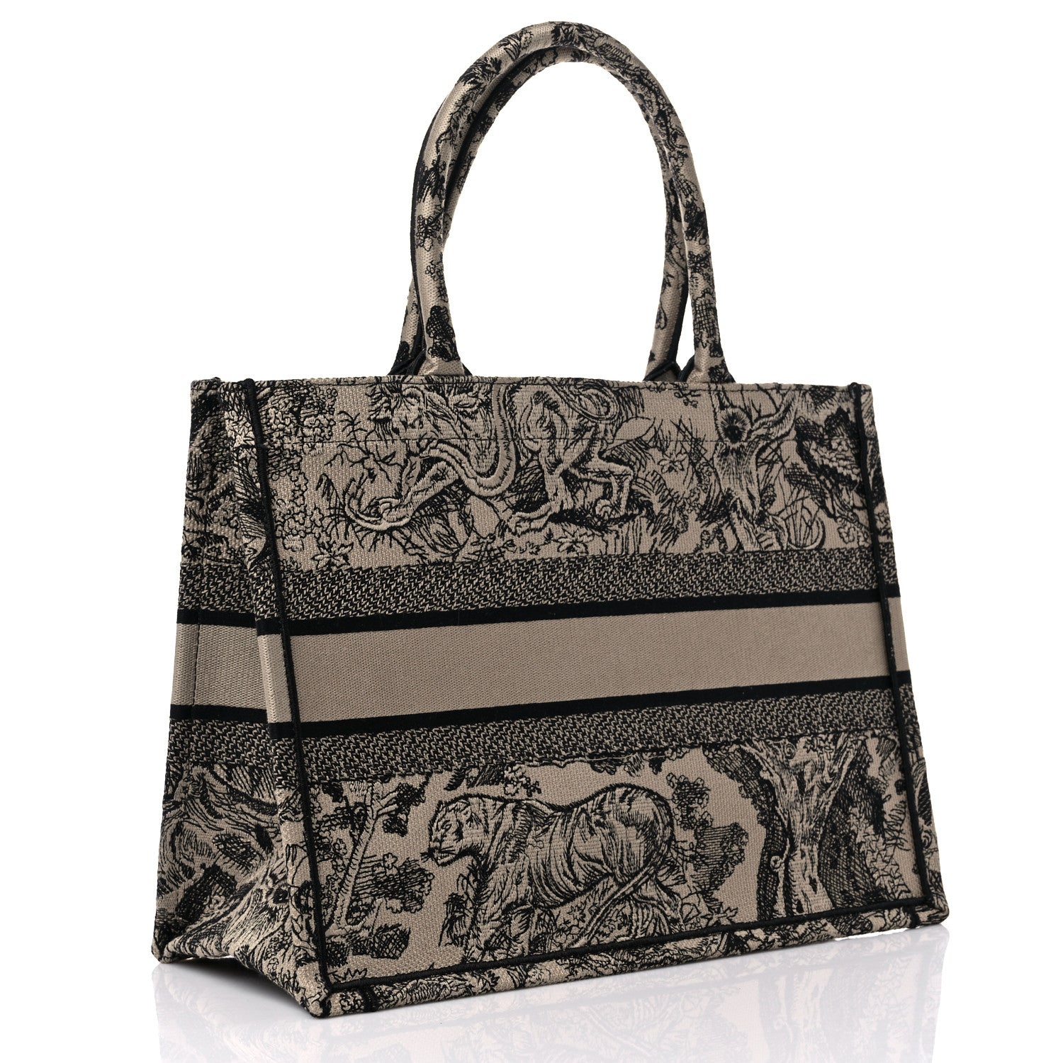 Christian Dior Canvas Embroidered Medium Dioriviera Toile De Jouy Book Tote Black 3 of 9