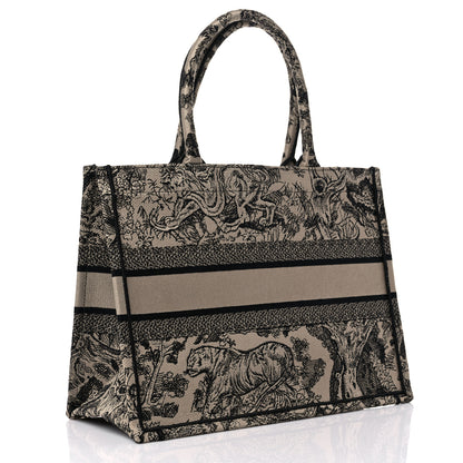 Christian Dior Canvas Embroidered Medium Dioriviera Toile De Jouy Book Tote Black 3 of 9