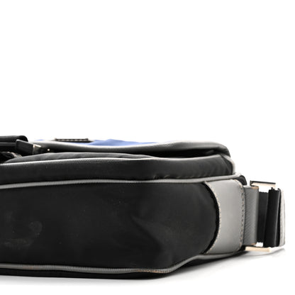 Prada Tessuto Nylon Saffiano Pocket Single Snap Buckle Messenger Flap Bag Black Bleuette Marmo 9 of 9