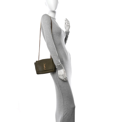 Saint Laurent Smooth Calfskin Suede Small Reversible Monogram Kate Satchel Loden Green 3 of 12