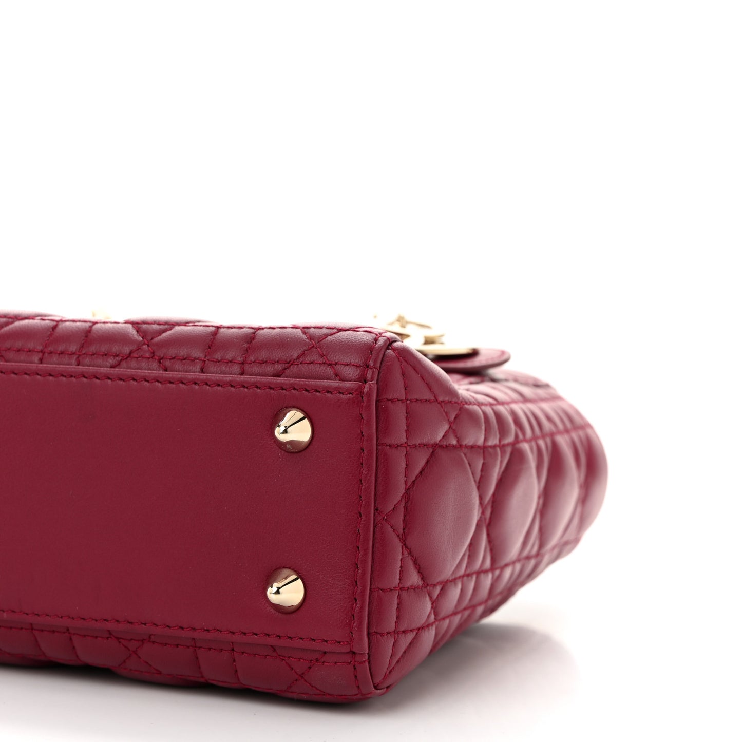 Lambskin Cannage Small Lucky Badges My Lady Dior Scarlet Red