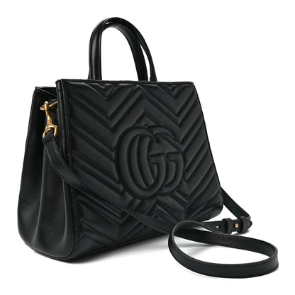 Gucci Calfskin Matelasse Small GG Marmont Tote Black 3 of 12
