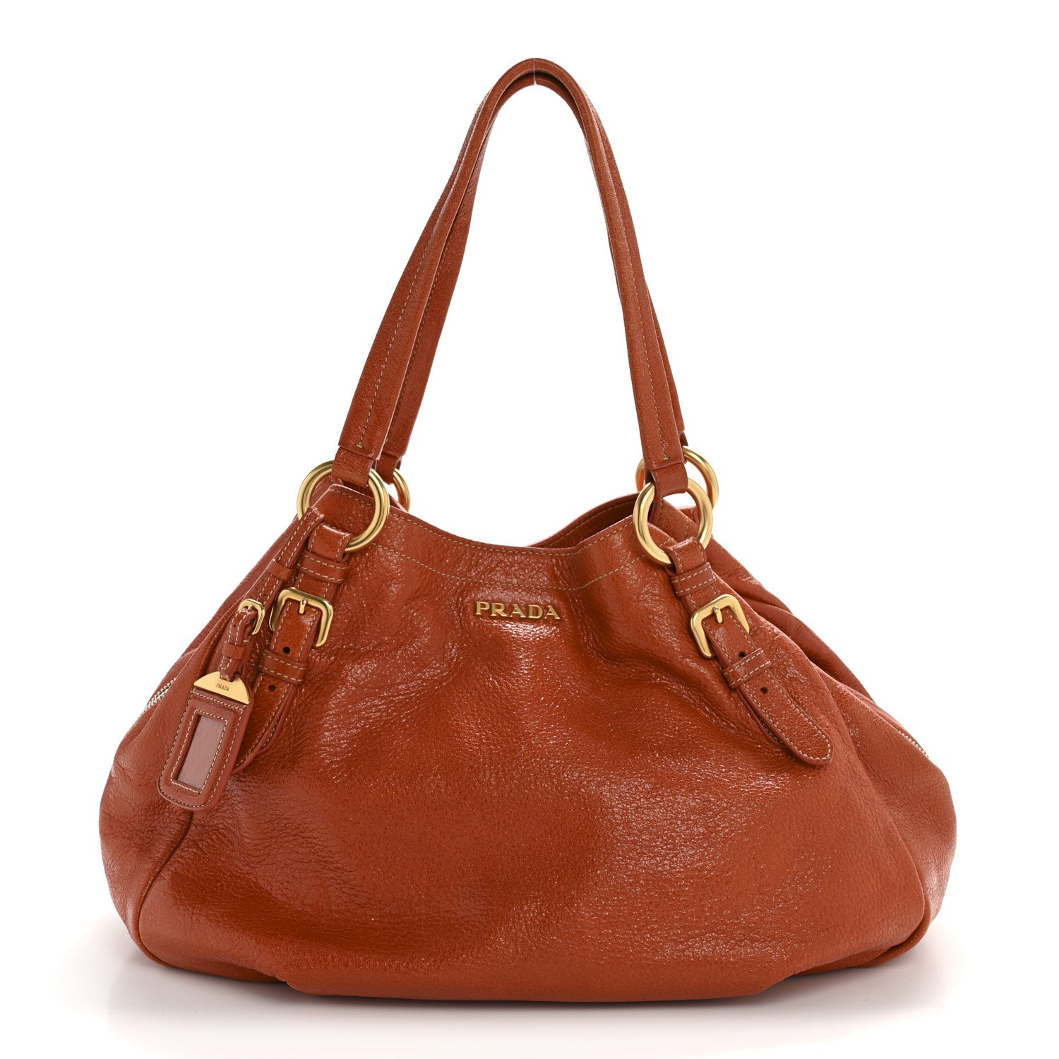 Prada Cervo Lux Shoulder Bag Papaya 1 of 16