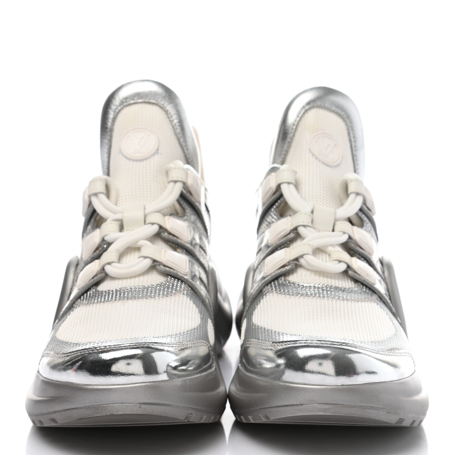 Louis Vuitton Metallic Calfskin Technical Nylon LV Archlight Sneakers 40 White Silver 2 of 11