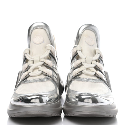 Louis Vuitton Metallic Calfskin Technical Nylon LV Archlight Sneakers 40 White Silver 2 of 11