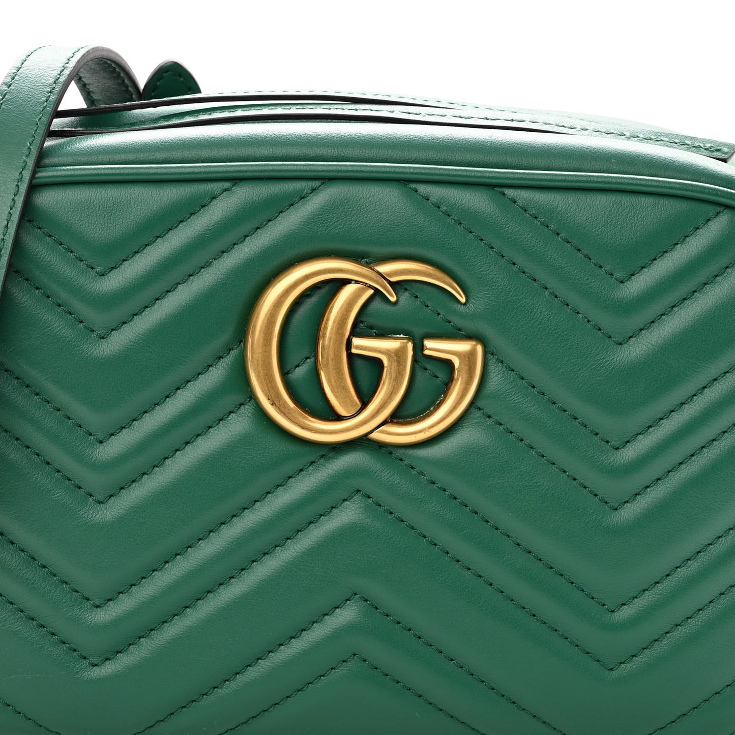 Calfskin Matelasse Small GG Marmont Chain Shoulder Bag Emerald Green