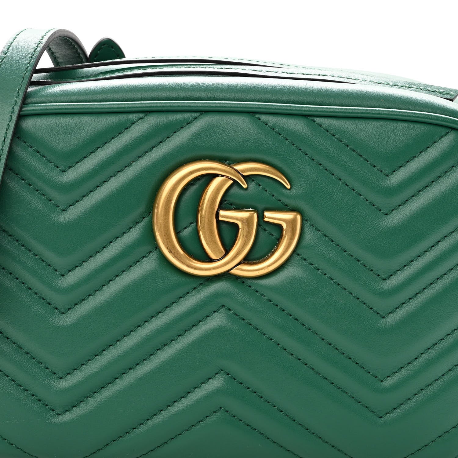 Gucci Calfskin Matelasse Small GG Marmont Chain Shoulder Bag Emerald Green 8 of 10