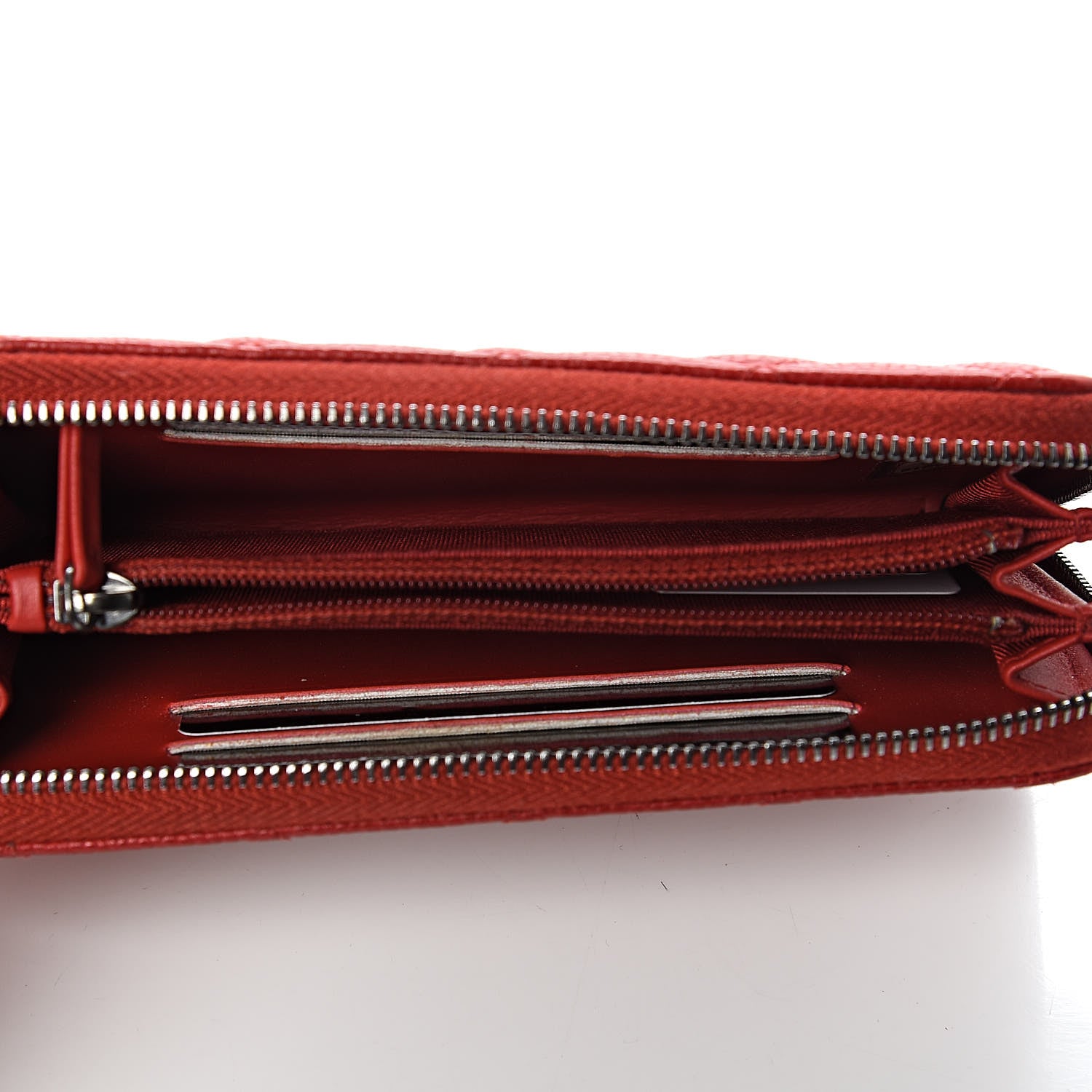 Chanel Caviar Quilted Small Zip Around Wallet Red 5 of 14