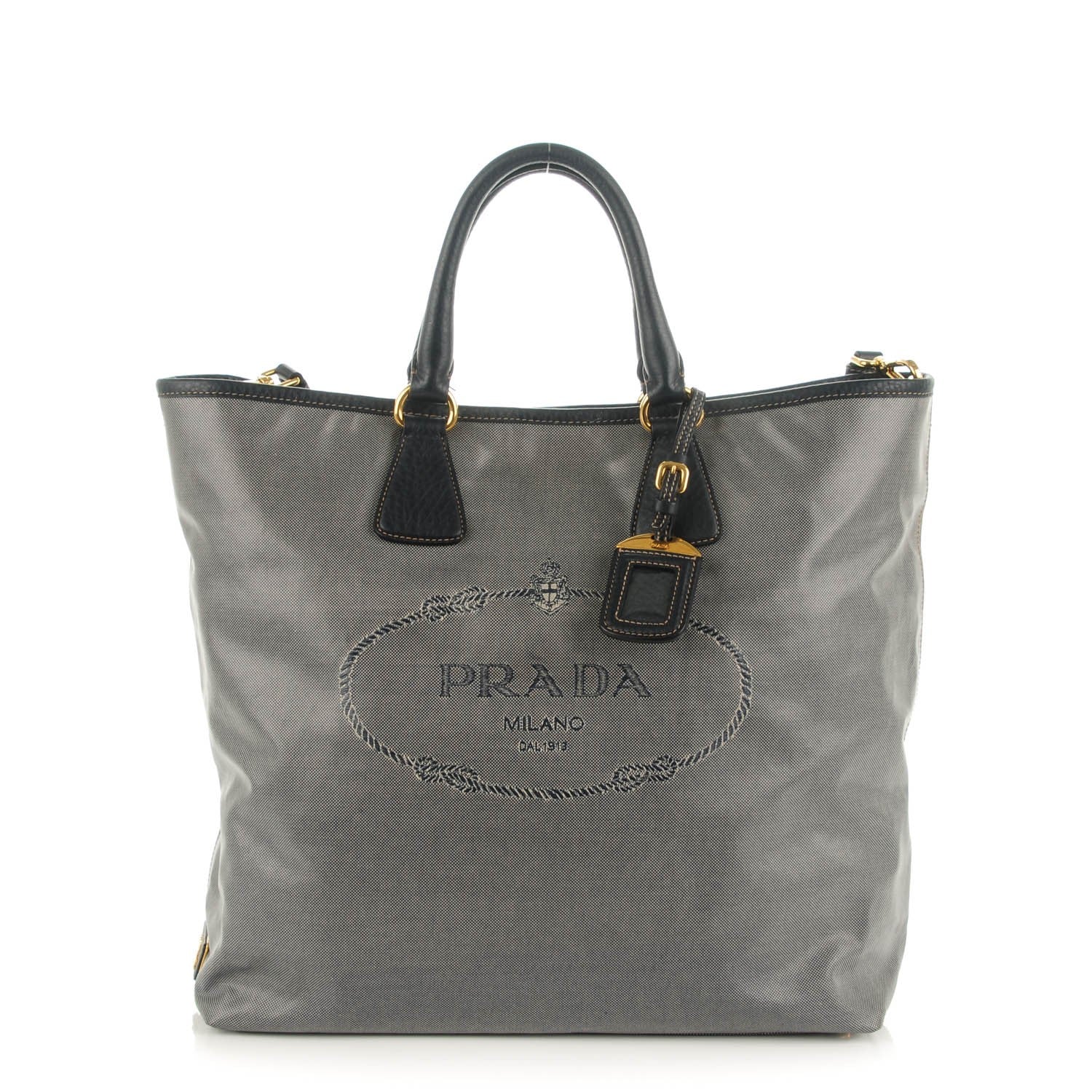 Prada Coated Jacquard Logo Tote Blue 1 of 8