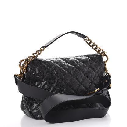 Chanel Crumpled Caviar Coco Pleats Messenger Flap Black 3 of 10