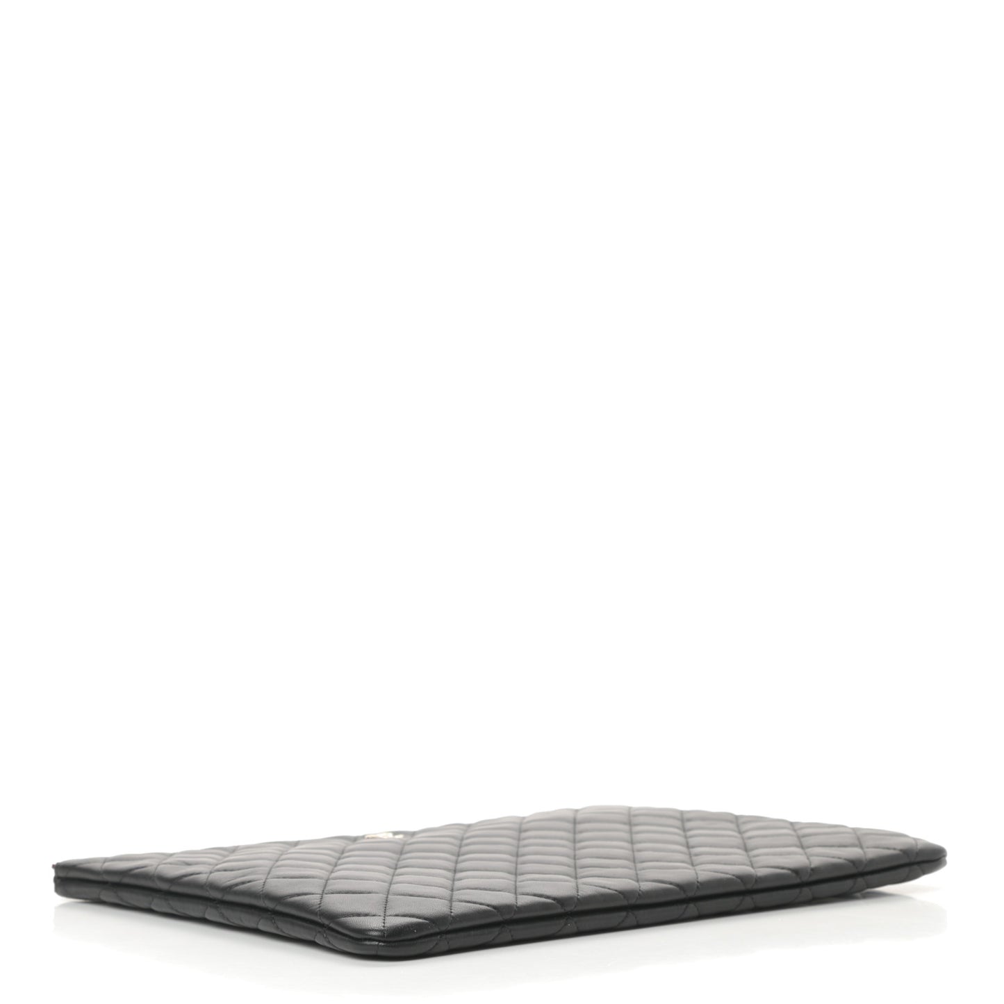 Lambskin Quilted Large Cosmetic Case Black
