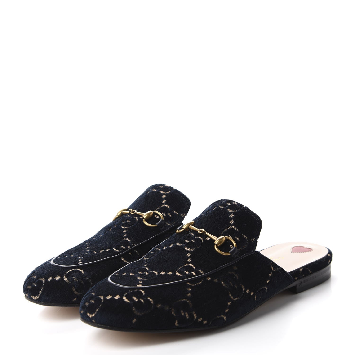 Gucci Velvet GG Monogram Womens Princetown Slippers 40.5 Blue Beige 3 of 9