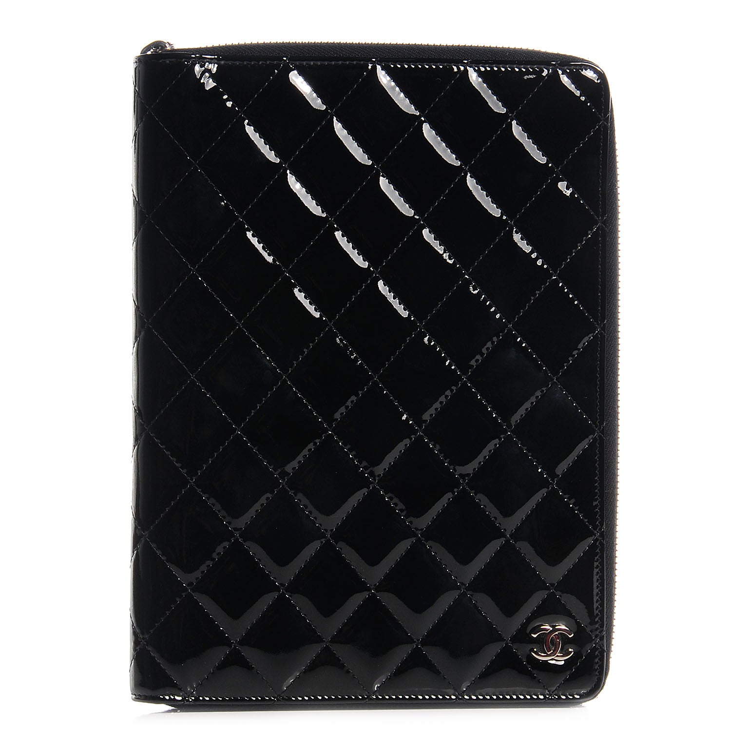 Chanel Patent Quilted Large Zip Around Agenda Black 1 of 8