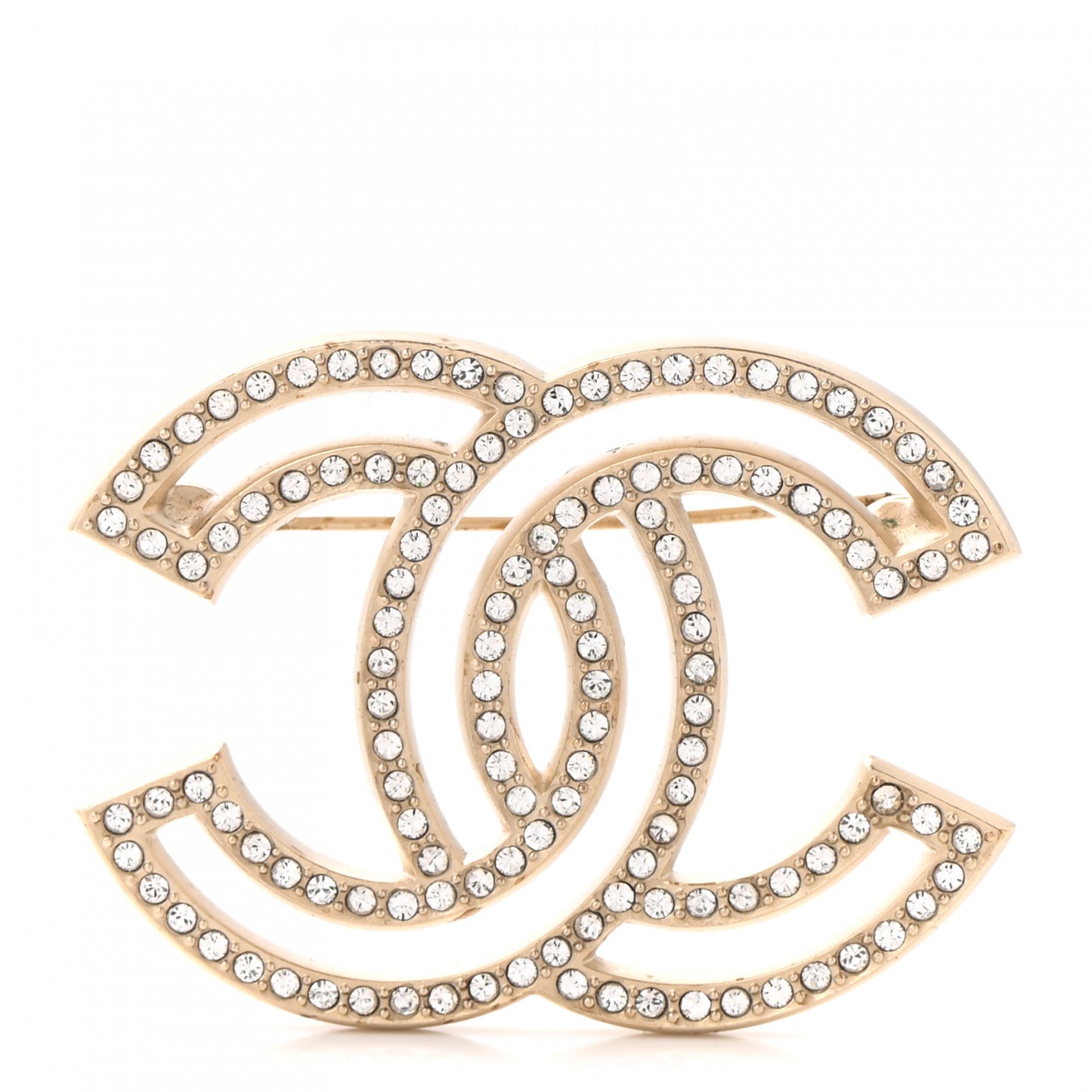 Crystal CC Brooch Light Gold