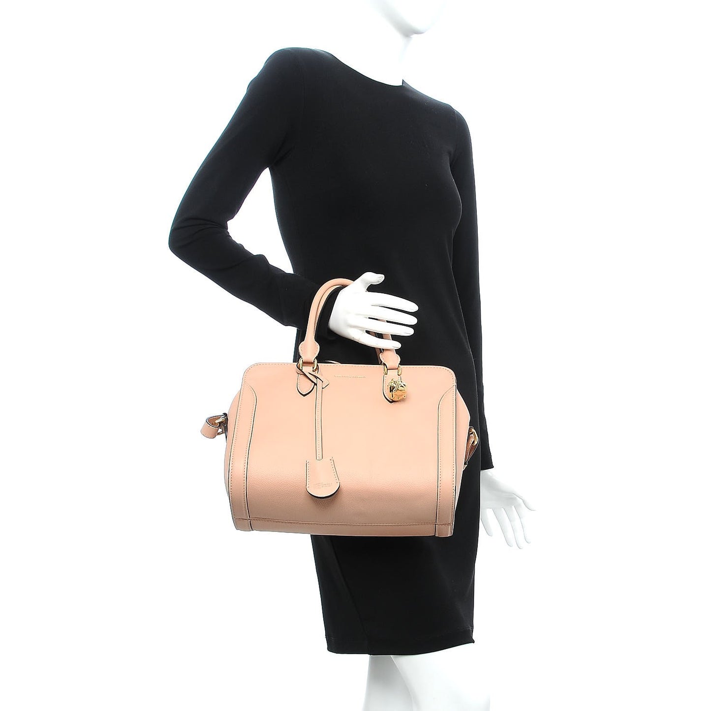 Pebbled Calfskin Small Skull Padlock Zip Around Tote Boudoir