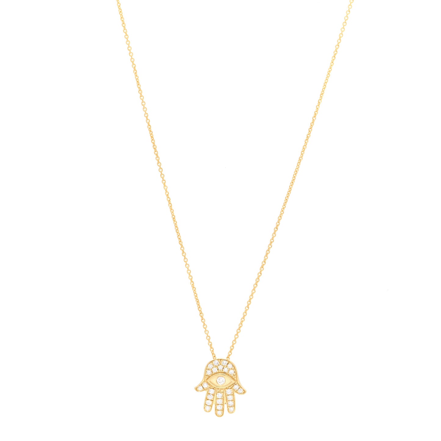 18K Yellow Gold Diamond Tiny Treasures Hamsa Pendant Necklace