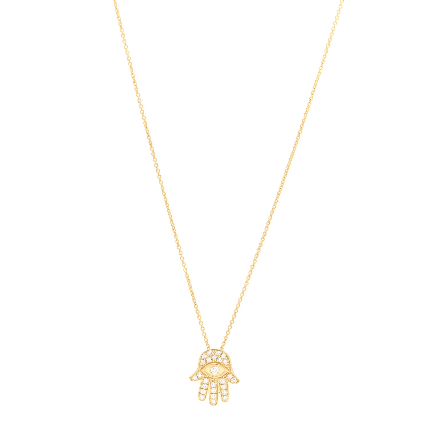 Roberto Coin 18K Yellow Gold Diamond Tiny Treasures Hamsa Pendant Necklace 1 of 4