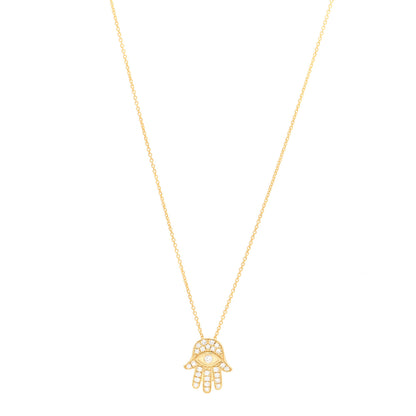 Roberto Coin 18K Yellow Gold Diamond Tiny Treasures Hamsa Pendant Necklace 1 of 4