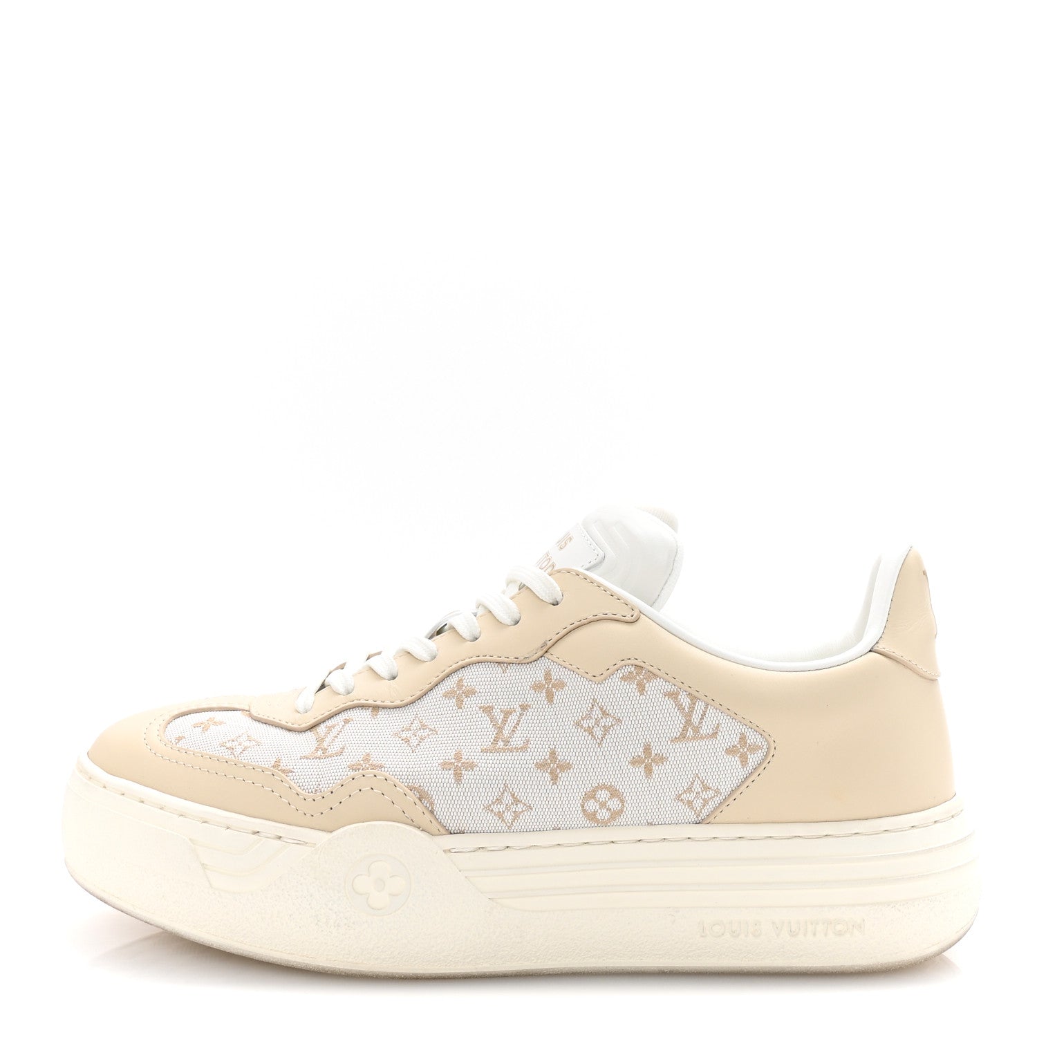 Louis Vuitton Canvas Calfskin Monogram LV Groovy Platform Sneakers 38 Beige 1 of 9