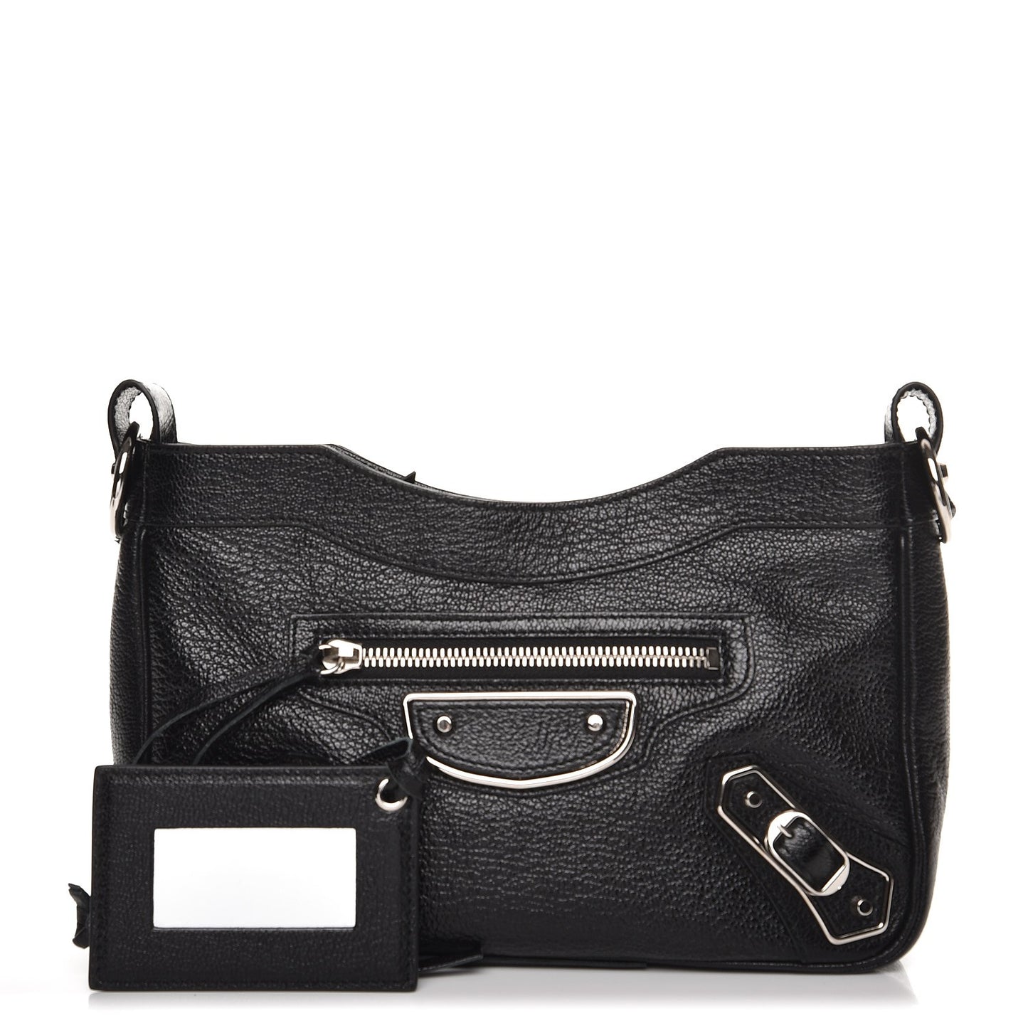 Chevre Silver Metallic Edge Hardware Hip Black