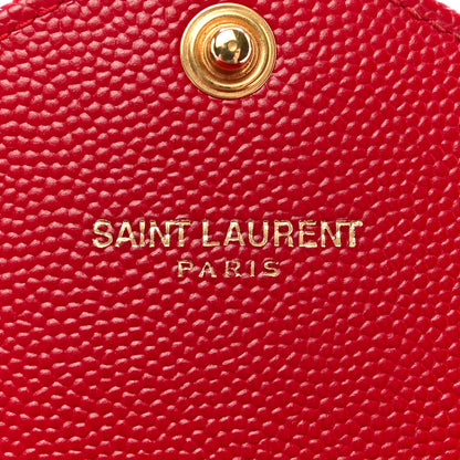 Saint Laurent Grain De Poudre Matelasse Chevron Monogram Flap Wallet Red 6 of 10