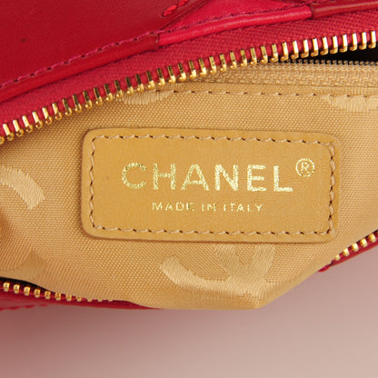 Chanel Lambskin Small CC Stitched Shoulder Bag Red Pink 5 of 7