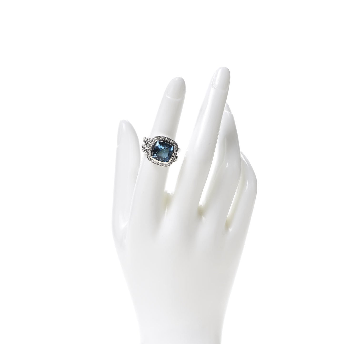 Sterling Silver Diamond Blue Topaz 11mm Albion Ring 52 6